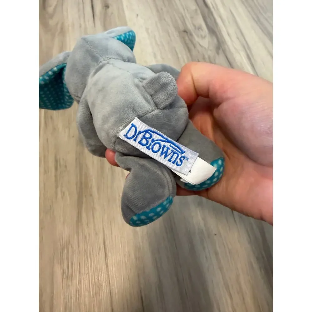 Dr Brown's Lovey Pacifier Holder Baby Bunny Grey Blue Polka Dot Plush Sensory